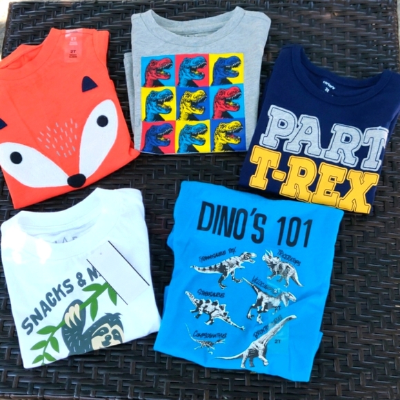 Bundle 5 boy shirt size 2T blue orange white - Picture 1 of 8